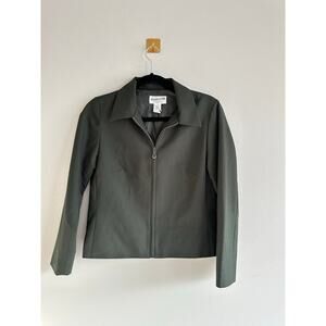 Pendleton Wool Blend Zip Front Jacket Petite 6 Olive Green Minimalist Y2K 90s